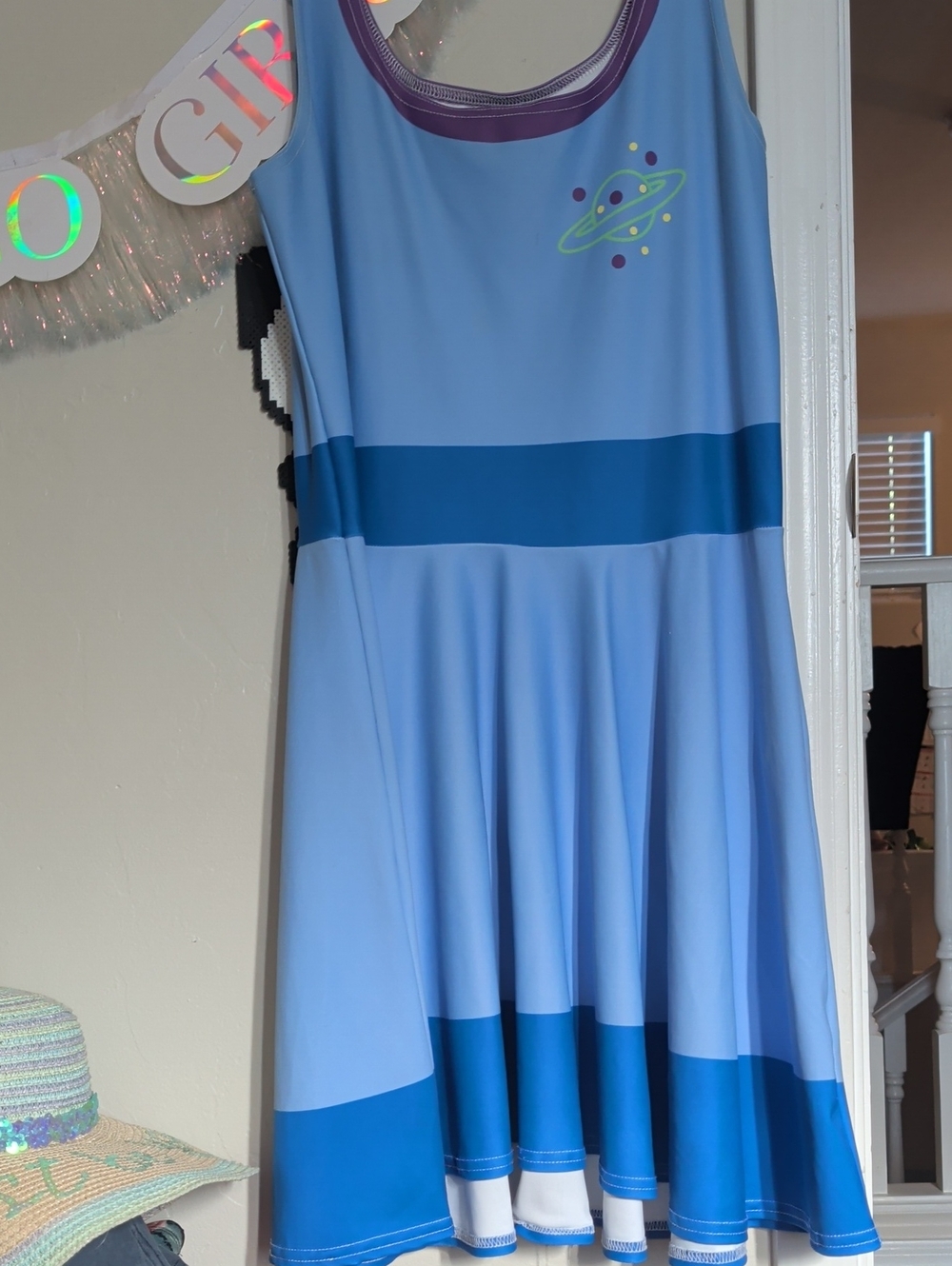Blue Space-Print Girls' Skater Dress